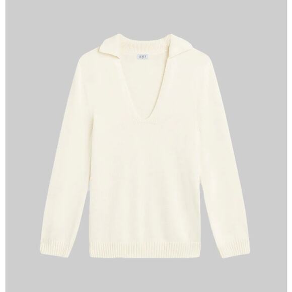 LESET May Polo V Neck Sweater Off White Cream {K30} - Picture 6 of 11